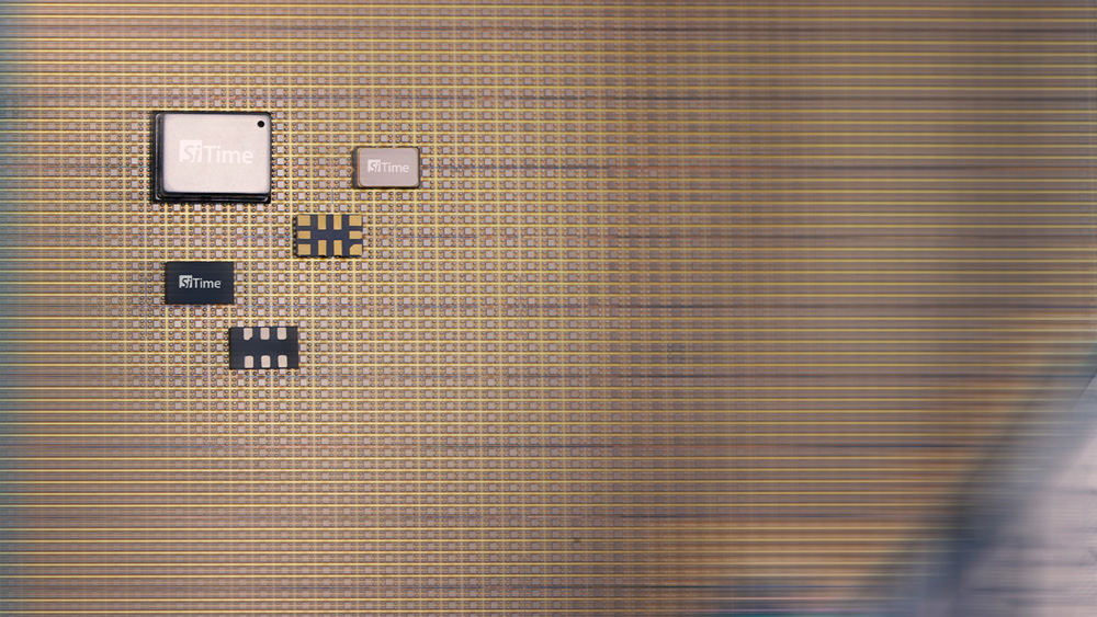 SiTime oscillators on a wafer background
