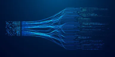 Abstract infographics visualization. Big data code representation. Futuristic network or business analytics. Graphic concept for your design.